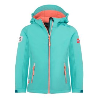 Trollkids Girls Trollfjord Jacket aqua haze/harbor blue/mellow peach 137