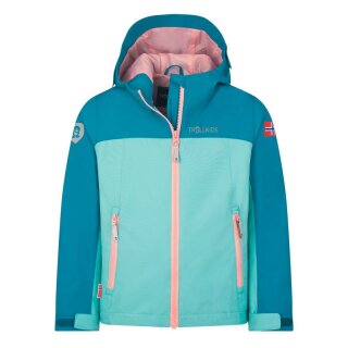 Trollkids Kids Telemark Jacket harbor blue/aqua haze/peony rose 130