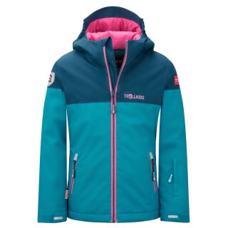 Trollkids Girls Hallingdal Winterjacke dark turquoise/madeira blue/light magenta