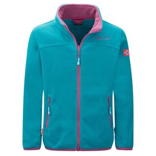 Trollkids Girls Oppdal Jacket XT Fleecejacke, dark turquoise/bright berry