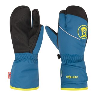 Trollkids Kids Troll 3 Finger Glove Hanschuhe, nordic blue/glow green