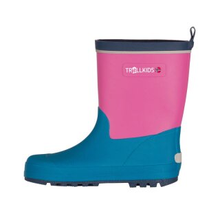 Trollkids Kids Lysefjord Rubber Boots light magenta/dark turquoise/madeira blue 240