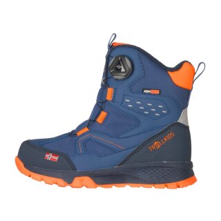 Trollkids Kids Kirkenes Winterstiefel, nordic blue/mystic blue/flame orange