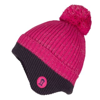 Trollkids Kids Flekkefjord Reflective Cap Bommelmütze, dark pink
