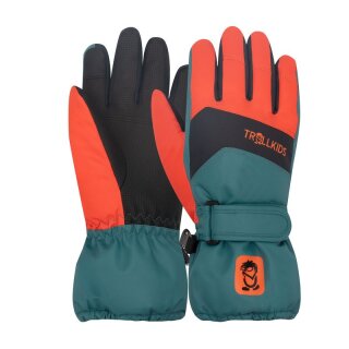 Trollkids Kids Rauland Glove Fingerhandschuhe, stormy blue/flame orange/black
