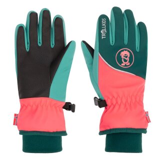 Trollkids Kids Trolltunga Glove Fingerhandschuhe, midnight petrol/coral pink/dusty teal