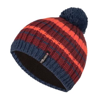 Trollkids Kids Hafjell Bobble Cap Bommelmütze, mystic blue/carmin red/flame orange