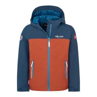 Trollkids Kids Telemark Jacket red clay/mystic blue 423